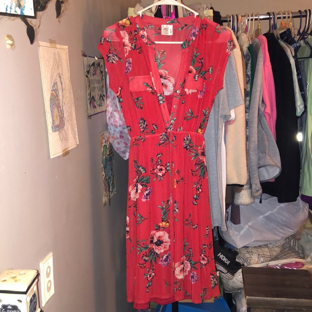 Siren Lily Small red light flowing dress.